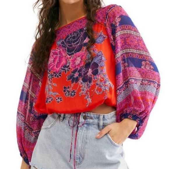 Free People Tops - RARE Anthropologie Edme & Esyllte 100% Silk Orange Artist Tunic Size S